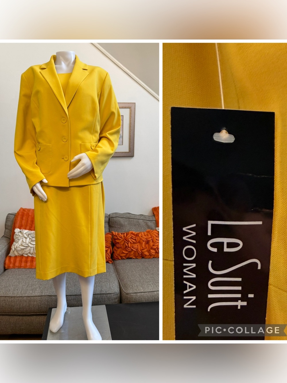 ❣️🆕Le Suit Golden Sunset Crepe Button-Front Jacket & Dress Suit Set❣️